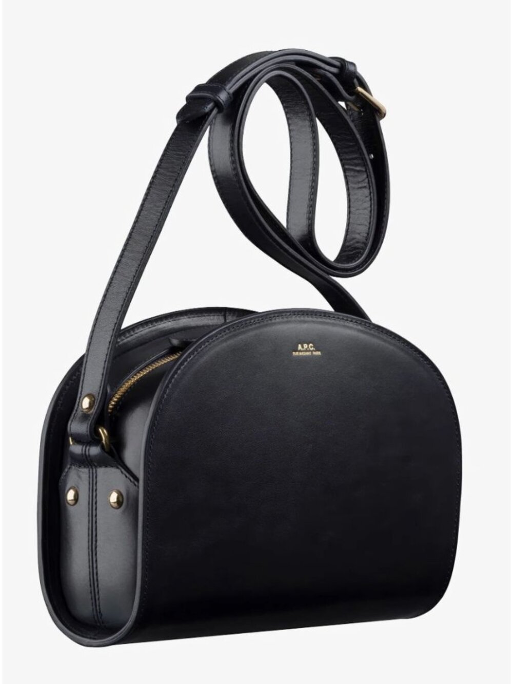 A.P.C. Black Leather Crossbody Saddle Bag